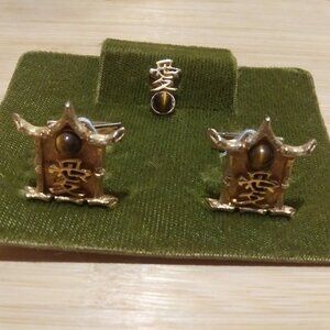 Vintage cuff links and tie pin set